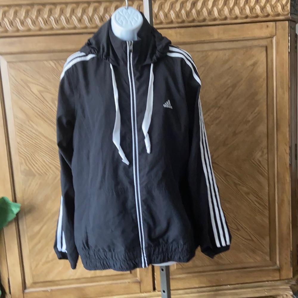 Adidas Black Lightweight hooded jacket